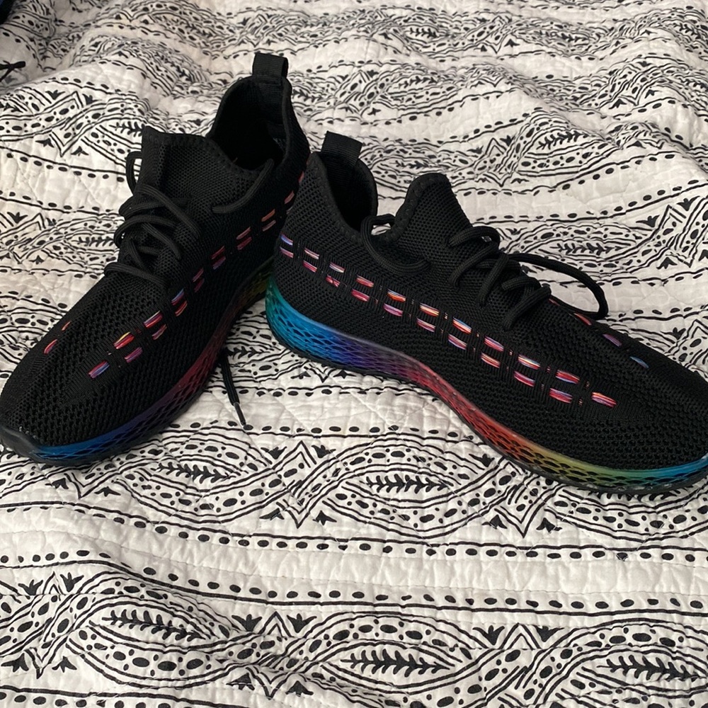 NWOT Wanted Rainbow/black sneakers Size 8.5 $30